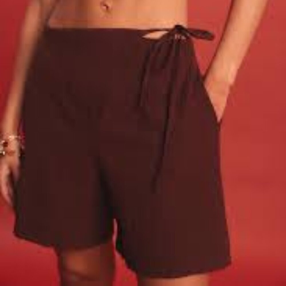 Free People Pucker Check Wrap Shorts NWOT *